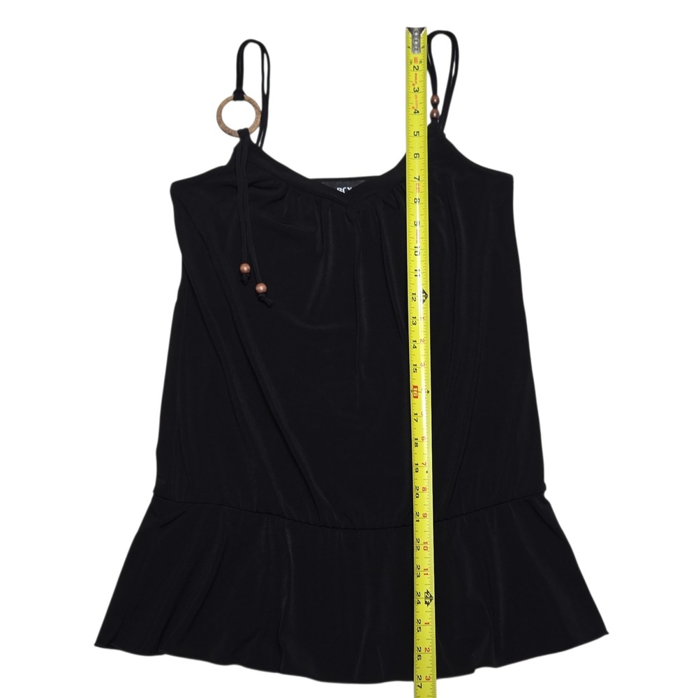 Vintage BCX Top Womens Medium Black Y2K Peplum Cami Beaded Strap V Neck USA Boho - Picture 4 of 12